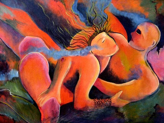 LOS AMANTES Óleo Lienzo Desnudos