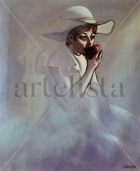 Ángel con manzana Oil Canvas Figure Painting