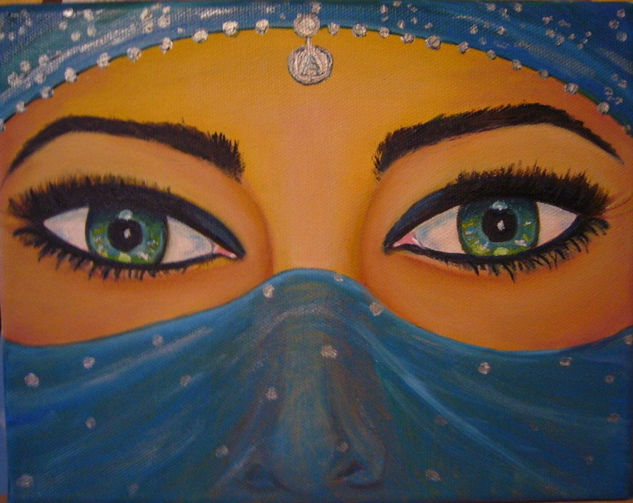 Mirada verde Oil Canvas Portrait