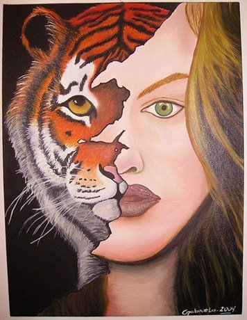 Replica "Tigerwoman" Óleo Lienzo Retrato