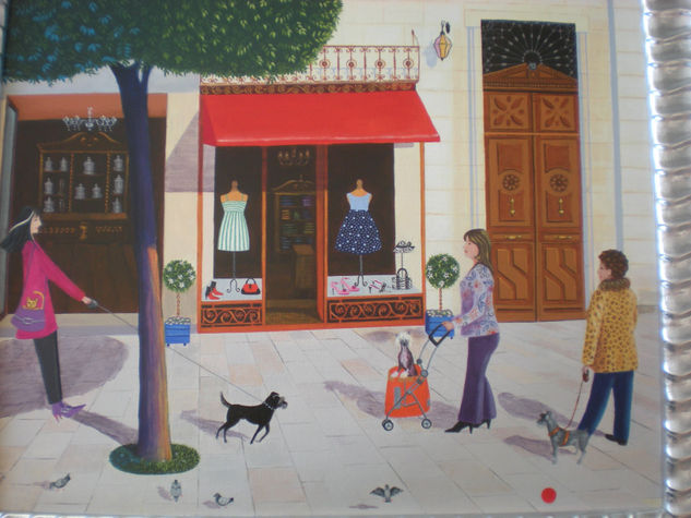 Paseo perruno Acrylic Canvas Animals