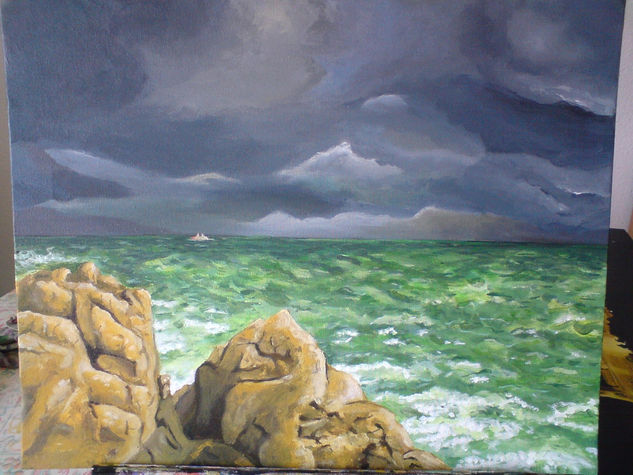 Mar picado Acrylic Canvas Marine Painting