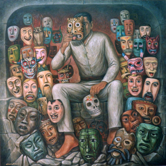 El hombre de las máscaras Oil Canvas Others