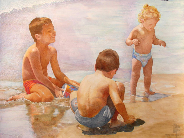 niños en la playa 