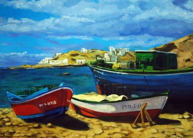 Barcas en Tajao Oil Canvas Landscaping