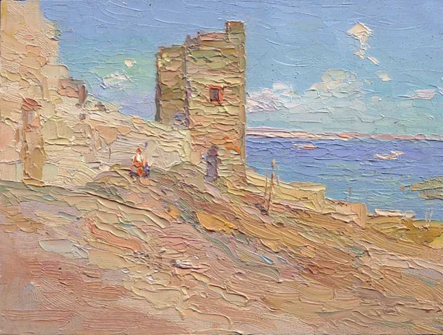 Genoese fortaleza. Día de sol Oil Canvas Landscaping