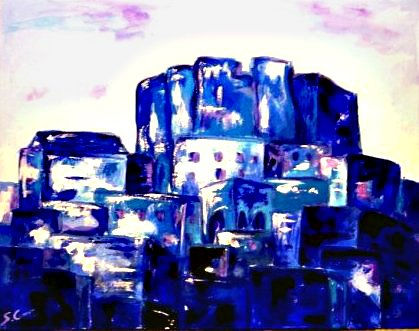 Grecia azul Acrylic Canvas Landscaping