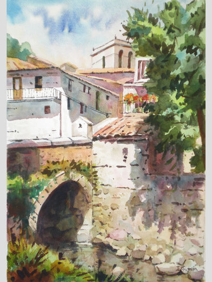 La Alberca (Salamanca) Acuarela Papel Paisaje