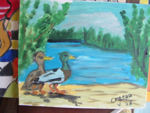 en la charca Oil Canvas Landscaping