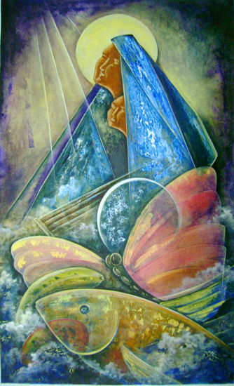 Fantasía con Virgen. Oil Canvas Others