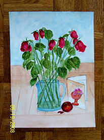 Old roses and a card