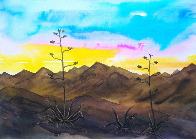 atardecer en las sierras Watercolour Paper Landscaping