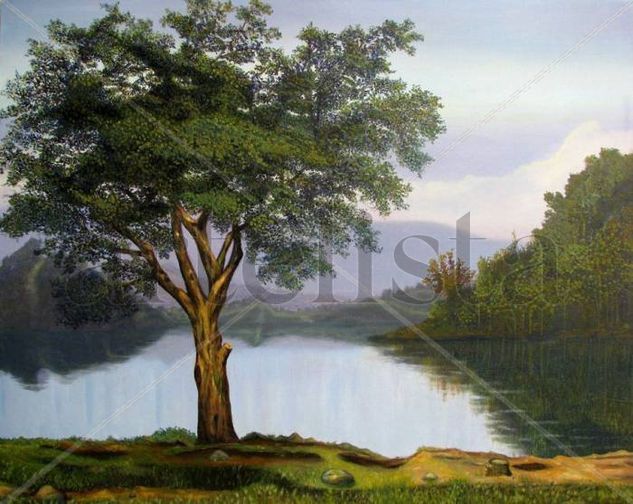 atardecer en Guatapé Oil Canvas Landscaping