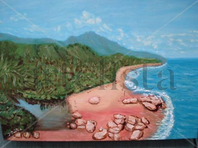 Playa con palmeras Oil Canvas Marine Painting