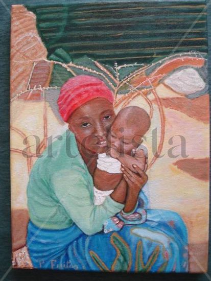 Señora con niño Oil Canvas Figure Painting