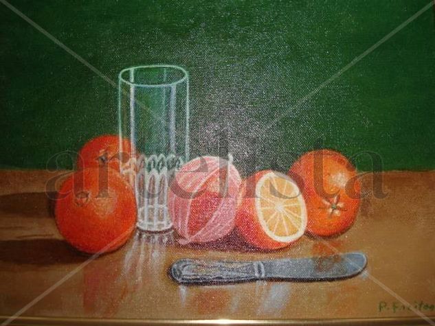 Vaso, naranjas y cuchillo Oil Canvas Still Life Paintings