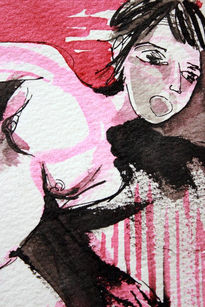 Mujer en rosa, detalle