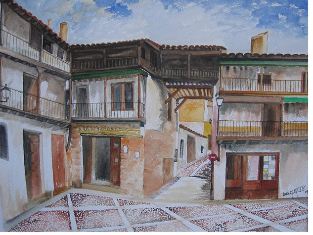 plaza de Chinchón Acuarela Papel Paisaje