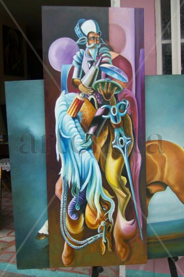 El quijote  a travez del tiempo n3 Oil Canvas Figure Painting