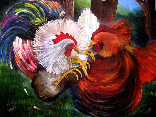 PELEA DE GALLOS Oil Canvas Animals