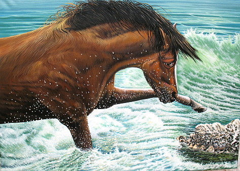 Serie Marinas y caballos No. 3
