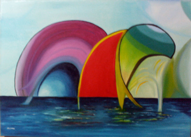 Arcoiris Fragmentado Oil Canvas Marine Painting