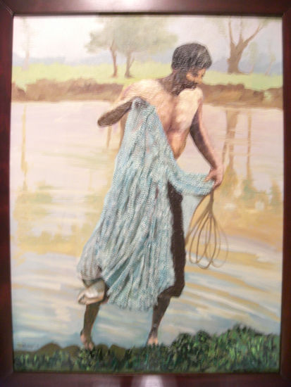 El Pescador Oil Canvas Figure Painting