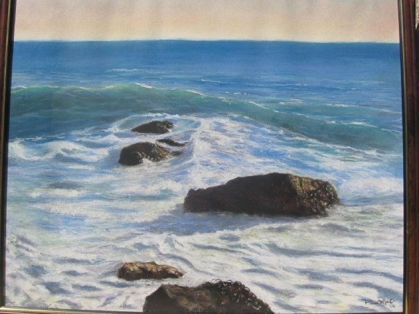 Mar de Con cón. Pastel Paper Marine Painting