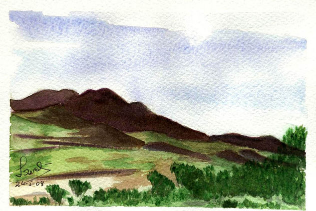 El Hierro Acuarela Papel Paisaje