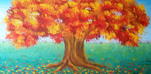 Árbol en otoño Óleo Lienzo Paisaje