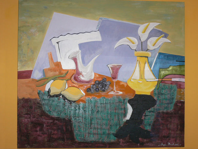 NATURALEZA MUERTA CON LIMONES Y GUINDILLAS Oil Panel Still Life Paintings