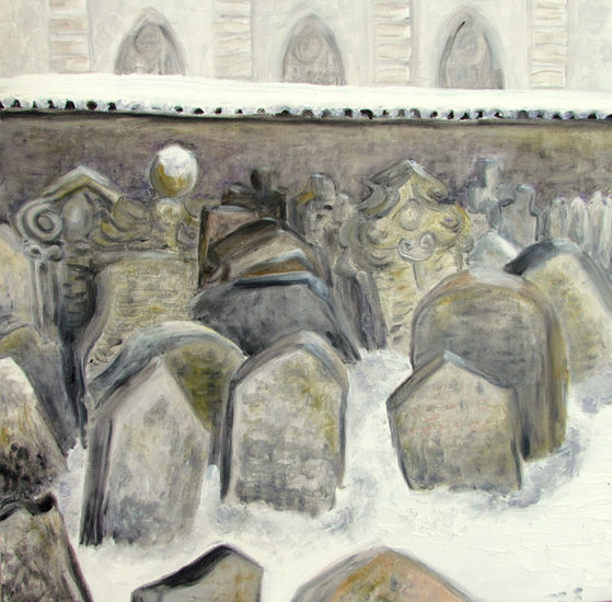 El Cementerio De Praga II, (Prague Cementery II) Oil Canvas Landscaping