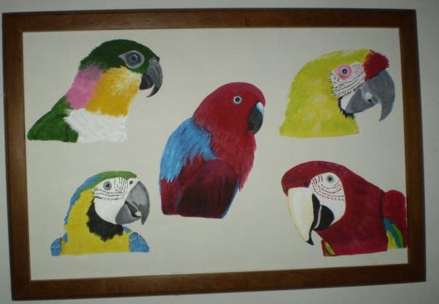 cabezas de guacamayos Acrylic Canvas Animals