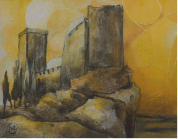 Castillo Peñaranda de Duero en amarillo. Burgos