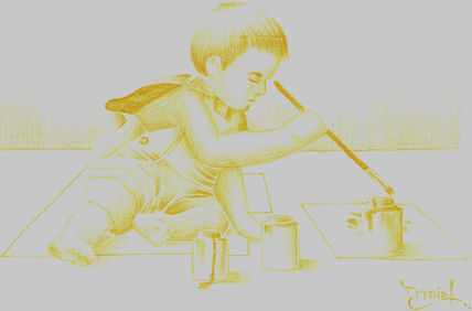 Criança pintando