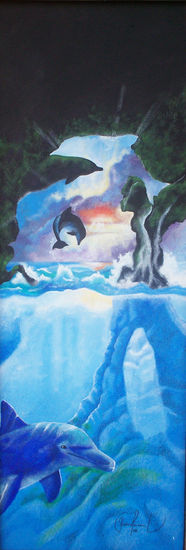 Delfines surrealistas Acrylic Panel Animals