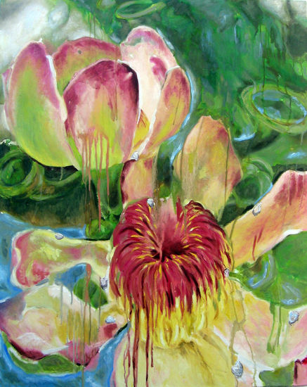 Después de la Lluvia I Oil Canvas Floral Painting