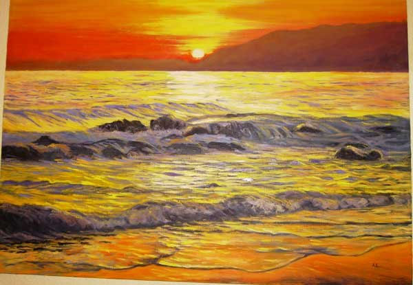 Atardecer en cádiz Oil Canvas Landscaping