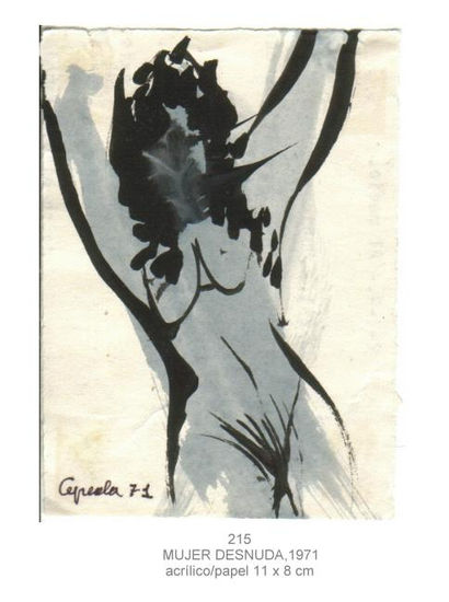 518.MUJER DESNUDA,1971 Acrylic Paper Figure Painting