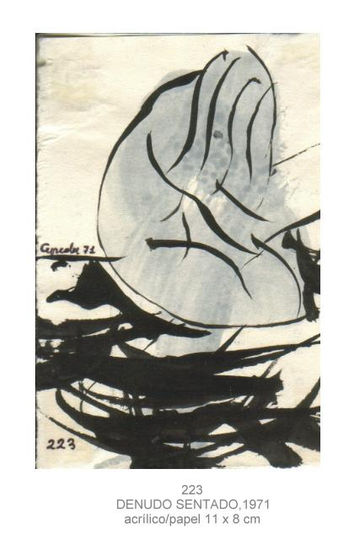 526.DESNUDO SENTADO,1971 Acrílico Papel Figura