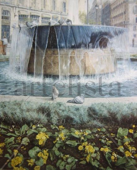 Fuente en la Puerta del Sol, Madrid. Oil Canvas Others