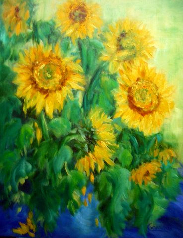 Flores en busca del sol Oil Canvas Floral Painting