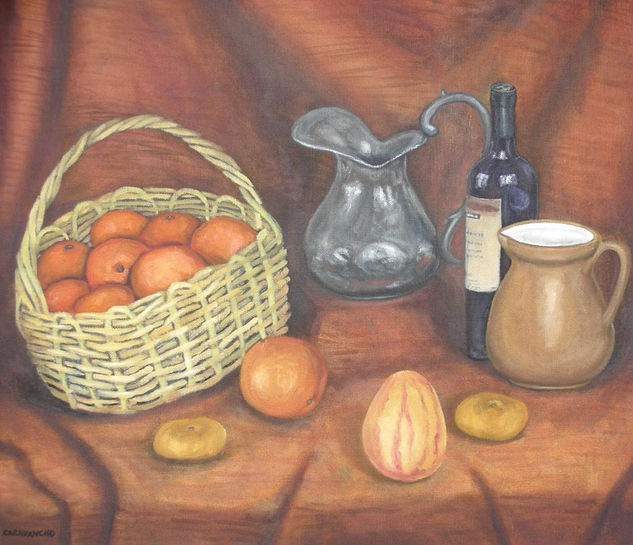 Bodegon con Canasta de Frutas Oil Canvas Still Life Paintings