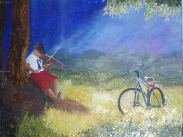 EL NIÑO DEL VIOLÍN Oil Canvas Landscaping