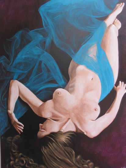 nua em velo azul Acrylic Canvas Nude Paintings