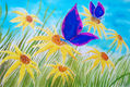 mariposas y flores amarillas