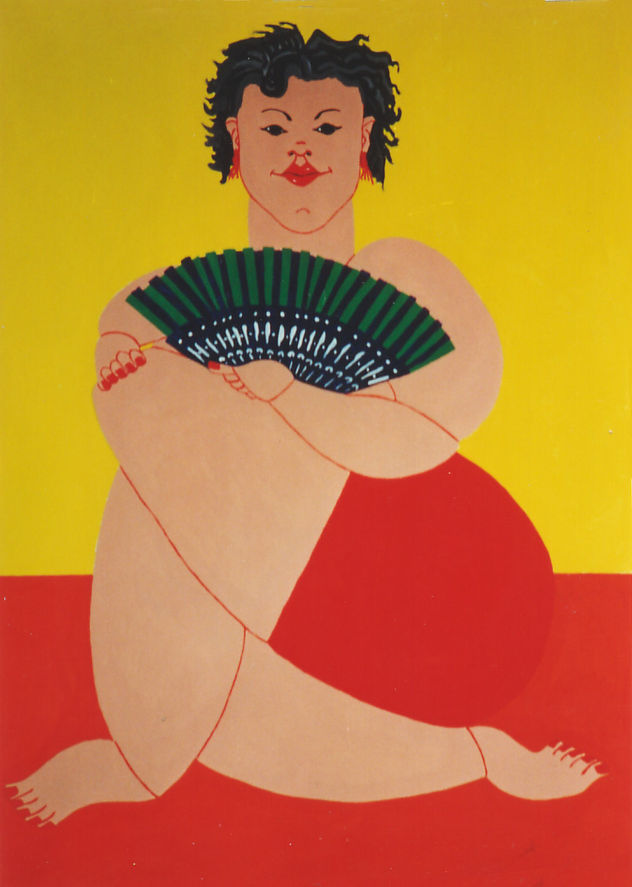 Mujer abanicándose