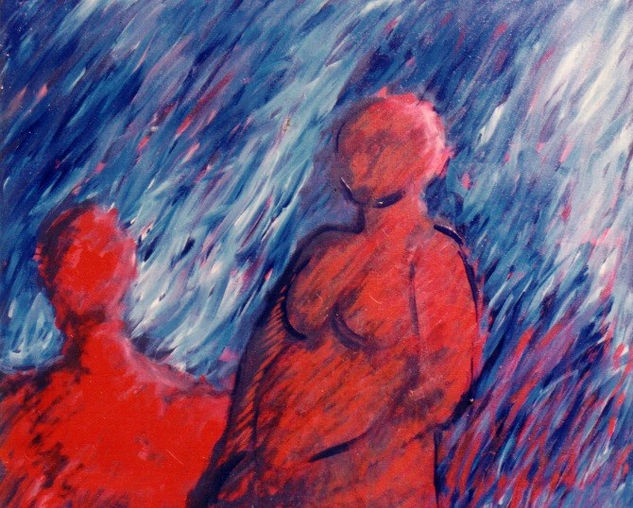 PAREJA I,1986 Acrylic Canvas Figure Painting