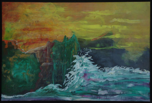 los riscos y el mar Oil Panel Marine Painting