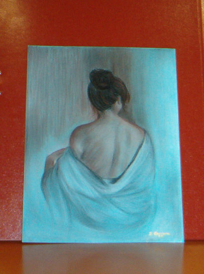 Mujer de espaldas Pastel Cartulina Figura